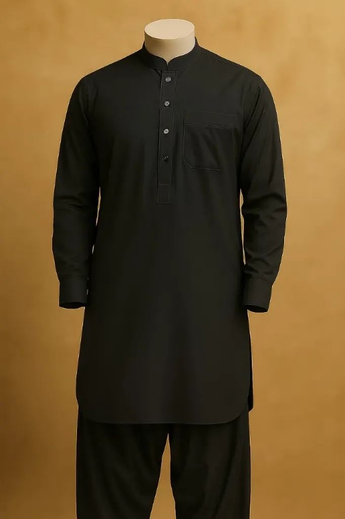 Black Shalwar Kameez Ready Made | Wash & Wear Boski – Premium Fit